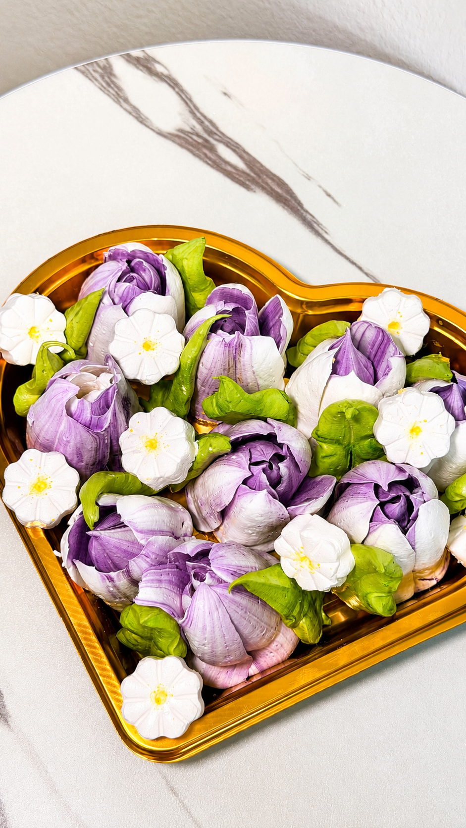 Flower Marshmallow Heart-shaped Gift Box Purple