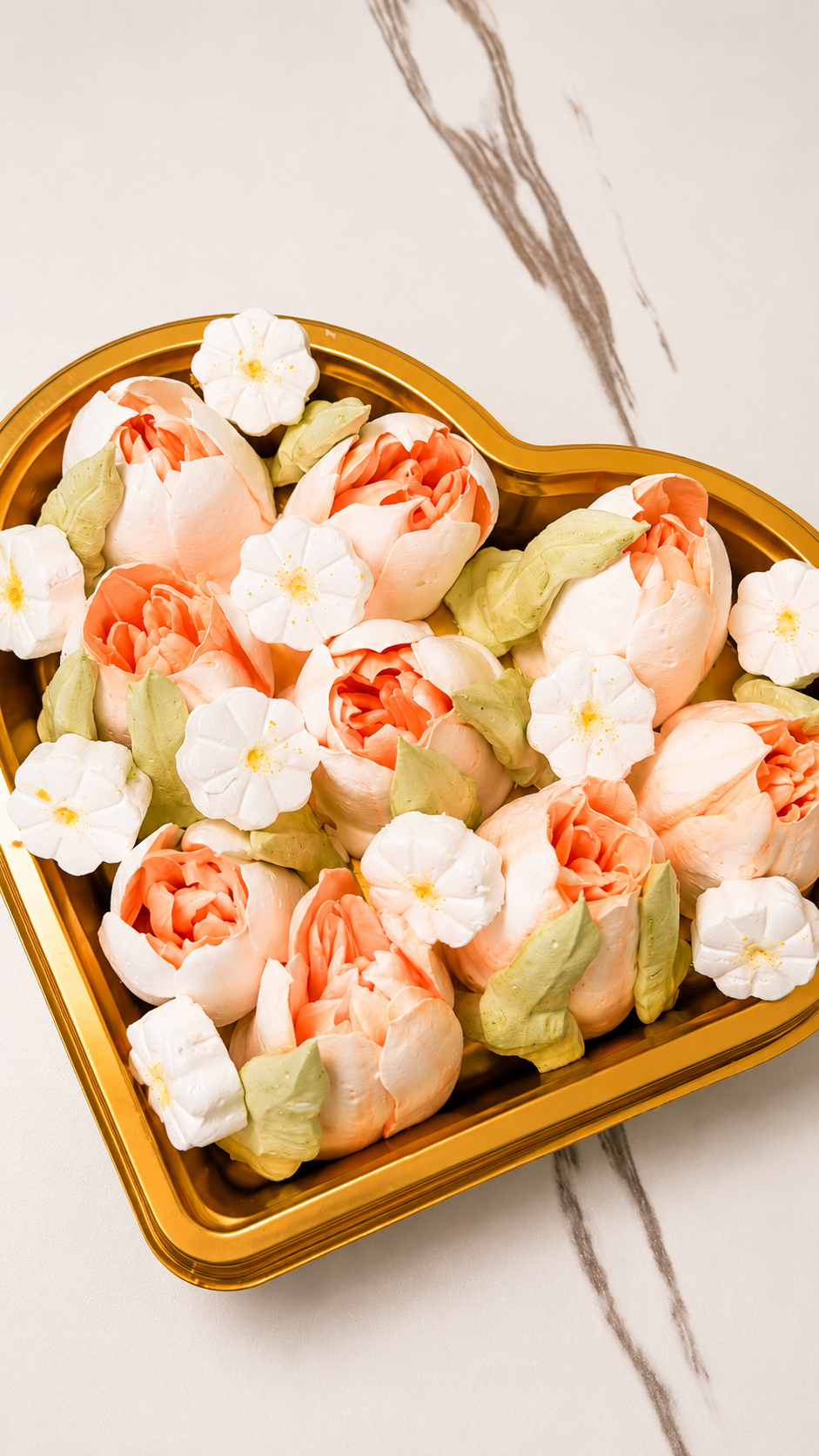 Flower Marshmallow Heart-shaped Gift Box Orange