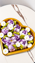 Flower Marshmallow Heart-shaped Gift Box Purple