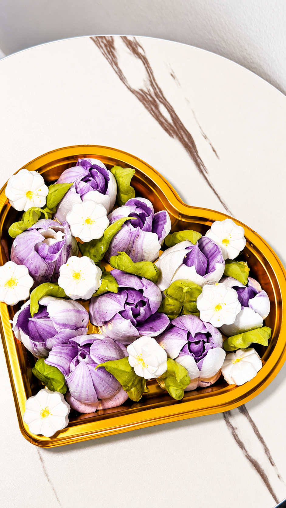 Flower Marshmallow Heart-shaped Gift Box Purple