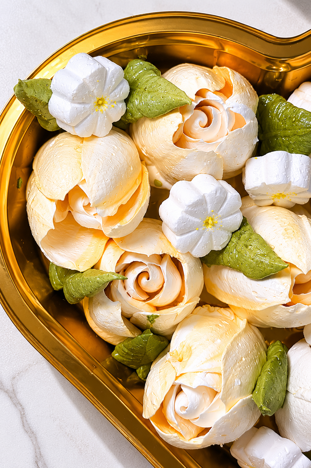Flower Marshmallow Heart-shaped Gift Box Yellow